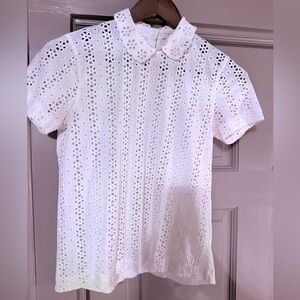 J. Crew Ivory Eyelet Blouse